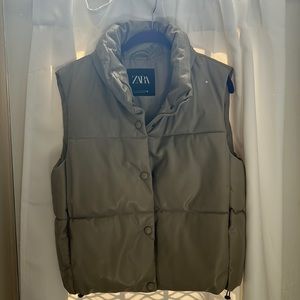 Zara Faux Leather Puffer Vest